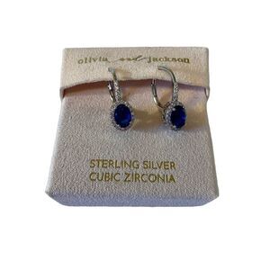 Olivia and Jackson Sterling Silver Faux Sapphire Lever Back Earrings.